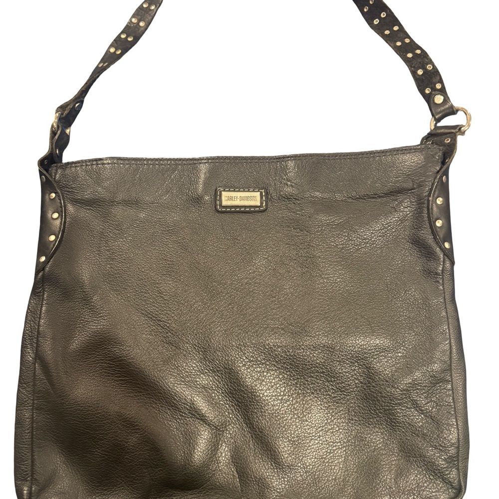 Harley-Davidson Black Leather Studded Shoulder Bag